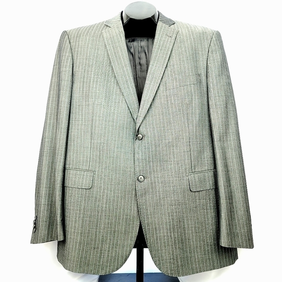 Guy Laroche Paris Two Piece Suit Chalk Stripe Wool Blend - Picture 1 of 12
